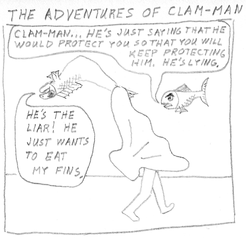 Man becomes clam-man